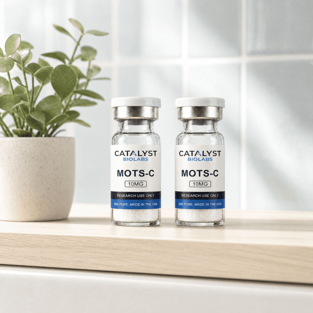 Catalyst vials on a shelf